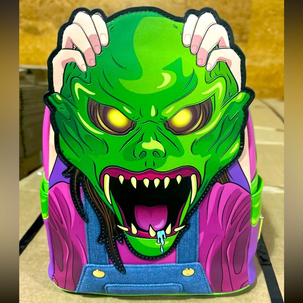 🏷 BNWT RARE LOUNGEFLY GOOSEBUMPS UNRELEASED HAUNTED MASK BACKPACK~GLOW IN DARK